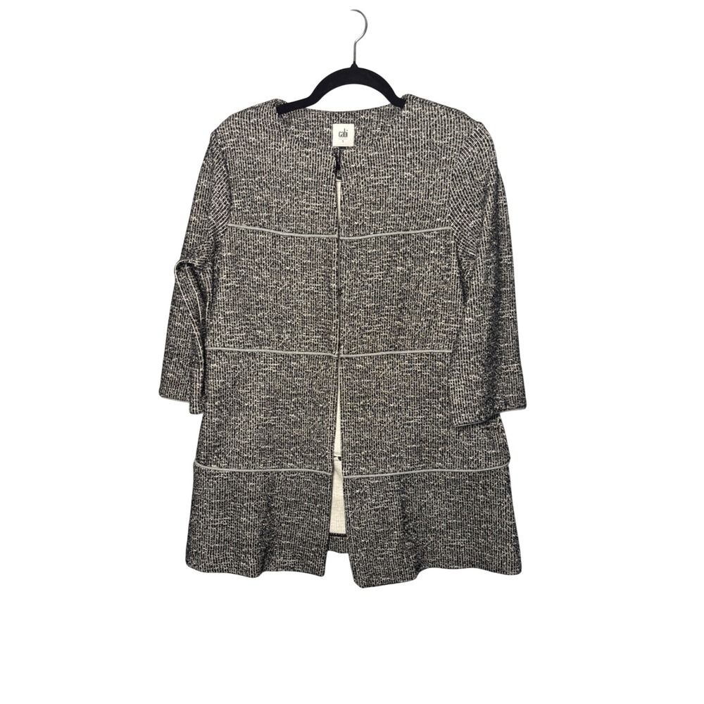 Cabi The Times Cardigan Jacket Blazer S Black White Textured Tiered‎ Academia